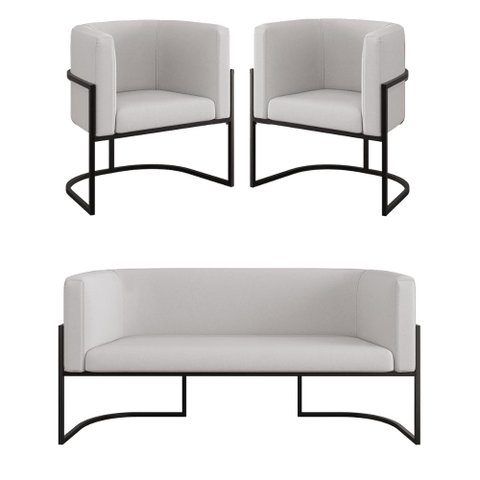 Kit Sofá 2 Lugares + 2 Poltronas Recepção Veludo Preto Cor:bege