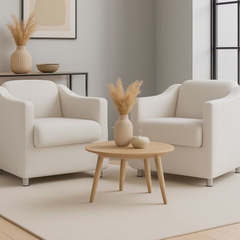 Kit 2 Poltrona Decorativa para Sala, Escritorio, Recepção Tila Suede Bege