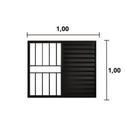 Veneziana de Correr  3 Folhas C/Grade Aluminio Preto 1.00 x 1.00 Linha Modular - Hale - 2