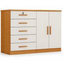 Ver imagem 1 de Cômoda Seul 2 Portas 5 Gavetas Cinamomo Fendi - Novo Horizonte
