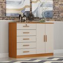 Ver imagem 4 de Cômoda Seul 2 Portas 5 Gavetas Cinamomo Fendi - Novo Horizonte