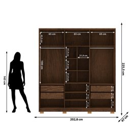 Guarda Roupas Noronha 6 Portas 100% Mdf - Vila Rica:imbuia Fendi - 5