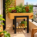 Ver imagem 1 de Mini Floreira de Madeira com Suporte e Prateleira para Plantas 50cm