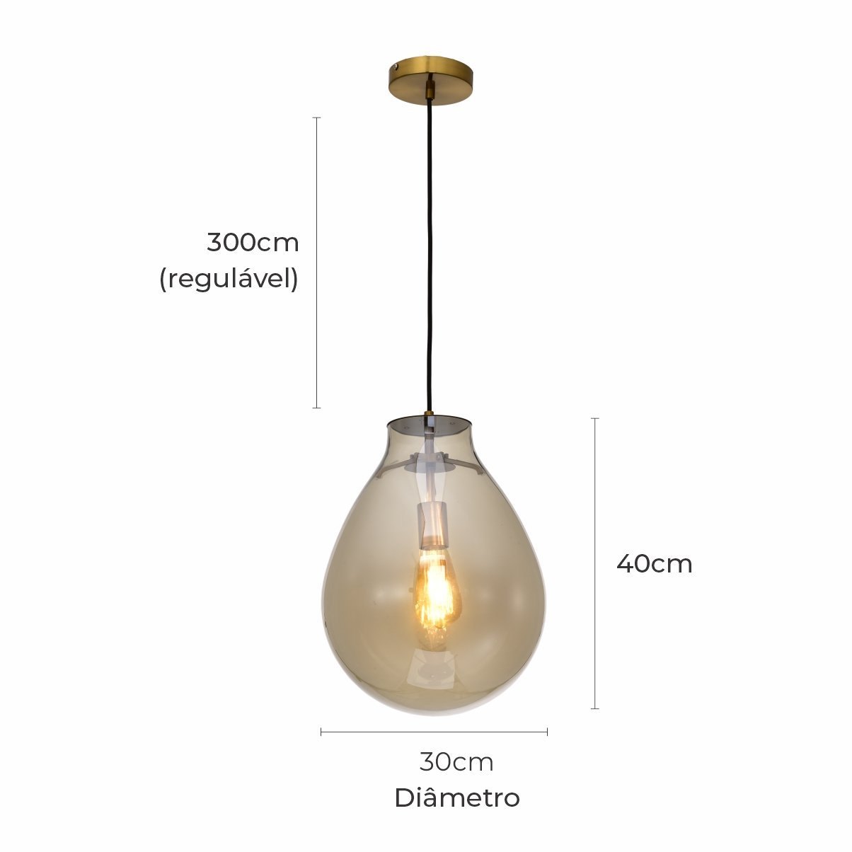 Luminária Âmbar 30x40cm Moderno Led Bocal E27 Bivolt - 2