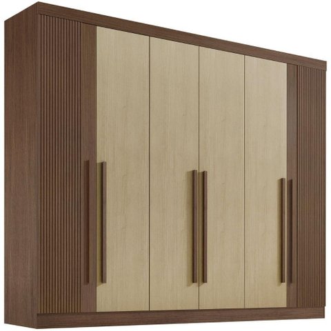Guarda Roupa da Vinci Plus Ripado Castanho Linho 6 Portas 6 Gavetas D’doro