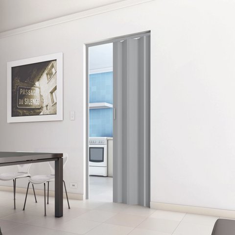 Porta Sanfonada de PVC 210cm x 60cm Plastporta Bcf Cinza