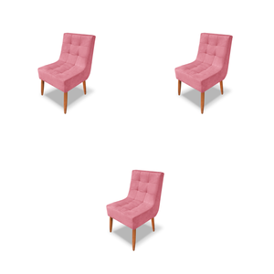 Kit 3 Cadeiras Decorativas Luxo Trida – Suede Premium para Sala de Jantar