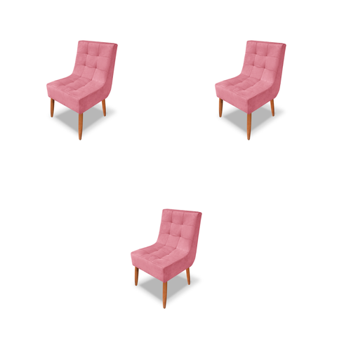 Kit 3 Cadeiras Decorativas Luxo Trida – Suede Premium para Sala de Jantar