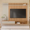 Ver imagem 1 de Painel para TV até 75 Polegadas MDF 179cmx150cm Sintra Linea Brasil Marrom Jequitibá/Off White Fosco