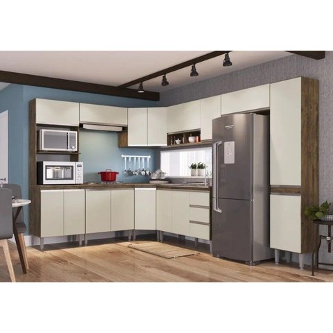 Cozinha Athena 9PÇS 17 Portas Itaúba/Off White Irm Móveis