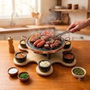 Ver imagem 2 de Churrasqueira Pedra Sabão Giratória Fondue 27cm Completa