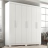 Guarda Roupa Casal Lisboa 6 Portas 2 Gav com Pés Branco Branco - 1