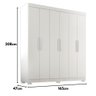 Guarda Roupa Casal Lisboa 6 Portas 2 Gav com Pés Branco Branco - 3