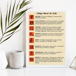 Quadro Decorativo Código Moral Do judô 24x18cm:madeira Branca - 1 Quadro Decorativo Código Moral Do judô 24x18cm:madeira Branca - 1
