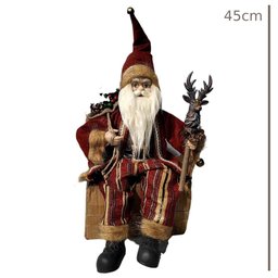 Papai Noel Sentado com Cajado de Rena 45cm - 3
