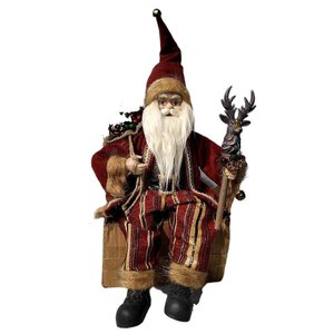 Papai Noel Sentado com Cajado de Rena 45cm