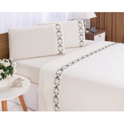 Jogo de Lençol Queen em Promoção Veneza Palha com Verde 4pçs - 3