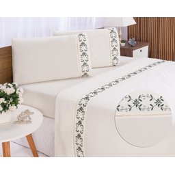 Jogo de Lençol Queen em Promoção Veneza Palha com Verde 4pçs - 1