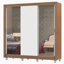 Ver imagem 2 de Guarda-Roupa Casal Madesa Lyon Plus 3 Portas de Correr com Espelhos 4 Gavetas com Pés Rustic/Branco