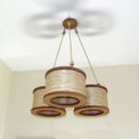 Ver imagem 2 de Luminária Lustre Pendente Rústico Retro Madeira Sisal 35cm