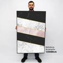 Ver imagem 2 de Quadro Decorativo Caixa Alta com Vidro Geométrico Listras Mármore TaColado Moldura Madeira 120 x 80c