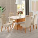 Ver imagem 1 de Mesa de Jantar 6 Lugares Nashville com Vidro Mel/Nude/Off White - Panorama Móveis