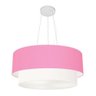 Lustre Duplo Cilíndrico 80x70cm Bivolt Rosa Bebê Branco - 1