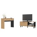 Ver imagem 3 de Conjunto Sala de Estar 2 Peças Rack para Tv com Aparador Ibiza Marrom Carvalho Nature/Preto