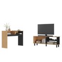 Ver imagem 5 de Conjunto Sala de Estar 2 Peças Rack para Tv com Aparador Ibiza Marrom Carvalho Nature/Preto