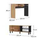 Ver imagem 4 de Conjunto Sala de Estar 2 Peças Rack para Tv com Aparador Ibiza Marrom Carvalho Nature/Preto