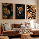 Ver imagem 2 de Quadro Decorativo Trio Leão e Folhagem