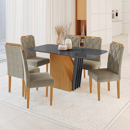 Mesa de Jantar Harpa 1,60 x 0,80 Vidro Canto Copo Cinamomo e Grafite - 2