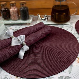 6 Jogo Americano Redondo Mesa Posta Sousplat Luxo Pvc Mvm