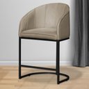 Ver imagem 2 de Banco Banqueta Alta Poltrona Mia Base Metal Preta Veludo Cor:bege