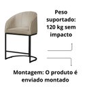 Ver imagem 3 de Banco Banqueta Alta Poltrona Mia Base Metal Preta Veludo Cor:bege