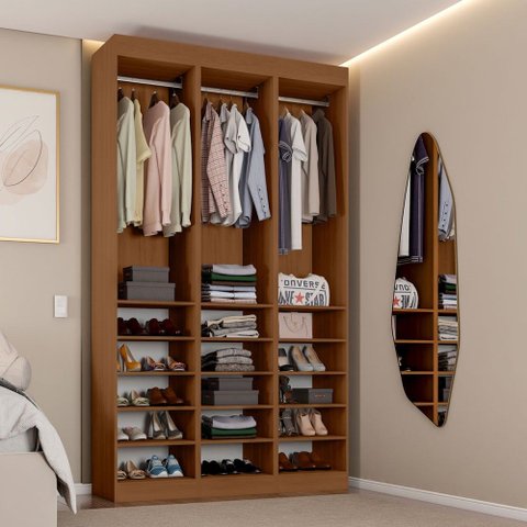 Closet Casal Andorra 15 Prateleiras Freijó/Branco - Pnr Móveis