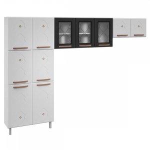 Cozinha De Aço Compacta Mirage New 11 Portas 6 Prateleiras Branco/Preto - Telasul