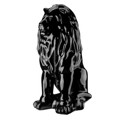Escultura Estátua Decorativa Leão Sentado 108cm:preto Brilho