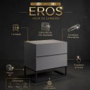 Ver imagem 4 de Mesa de Cabeceira Eros Cinza 45cm Estilo Industrial com Puxadores Cava e Pés de Ferro Preto