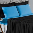 Ver imagem 3 de Jogo de Cama Casal Viúva Nobre 4 Peças Malha 100% Algodão - Preto / Turquesa