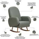 Ver imagem 4 de Poltrona de Amamentação com Balanço Base Milka Dolce D02 Tramado Verde C-296 - Lyam Decor