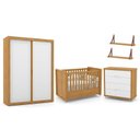 Ver imagem 1 de Dormitório Tutto New 2 Portas, Cômoda, Berço Freijó/Branco Soft e Prateleiras - Matic Móveis
