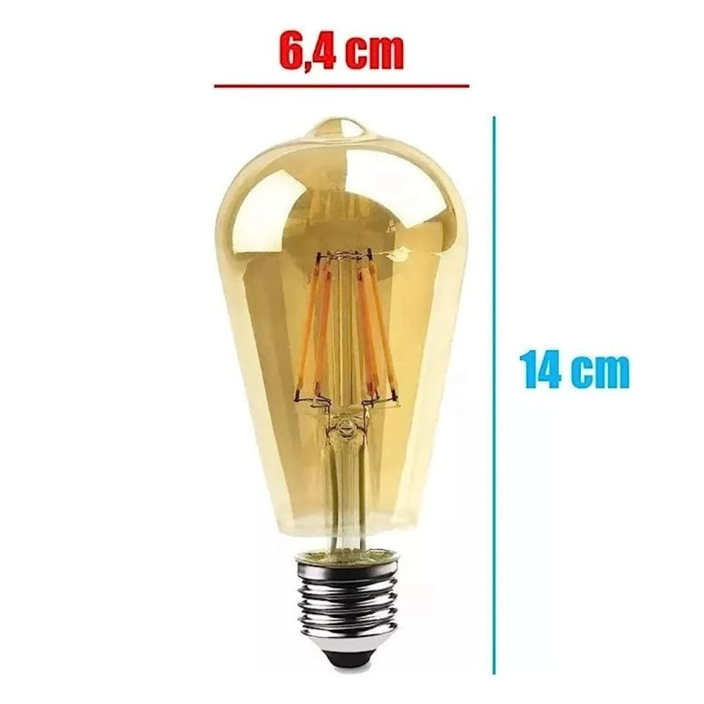 Kit C/5 Lampadas Retro de Filamento de Led St64 2200k Bq - 4