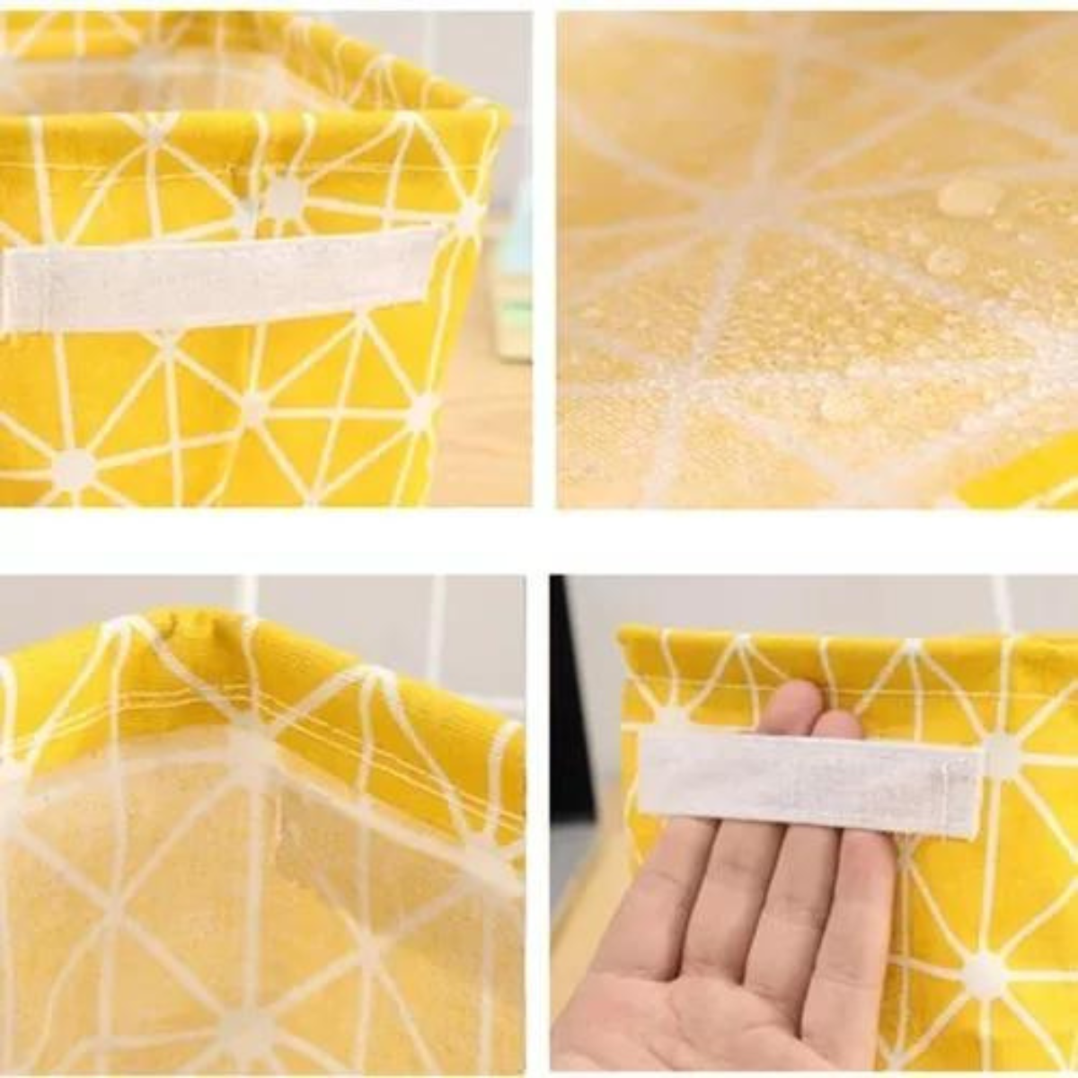 Cesto Organizador Multiuso Tecido Alça Decoração 20x16x12cm:amarelo - 5