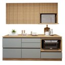 Ver imagem 3 de Cozinha Completa Modulada 4 Peças 5 Portas 4 Gavetas com Rodapé Norten Marrom/Verde/Nature