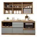Ver imagem 5 de Cozinha Completa Modulada 4 Peças 5 Portas 4 Gavetas com Rodapé Norten Marrom/Verde/Nature