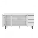 Ver imagem 6 de Balcão Gabinete Andreia 160cm C-tampo e Armário Aéreo 4 Portas 160cm Branco