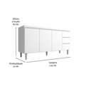Ver imagem 3 de Balcão Gabinete Andreia 160cm C-tampo e Armário Aéreo 4 Portas 160cm Branco