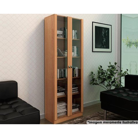 Armário de Escritório ME4115 c/ 2 Portas c/ Vidro Amêndoa - Tecno Mobili
