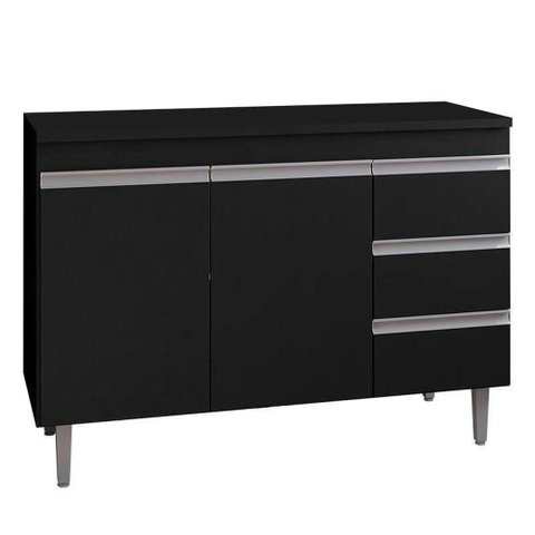 Balcão de Cozinha Andréia com Tampo 100 Cm Preto Fosco - Ajl